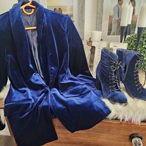 INC International Concepts Royal Blue Velvet Blazer